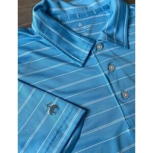 Brooks‎ Brothers Polo Shirt Blue Stripe Short Sleeve Golf Performance Mens XL
